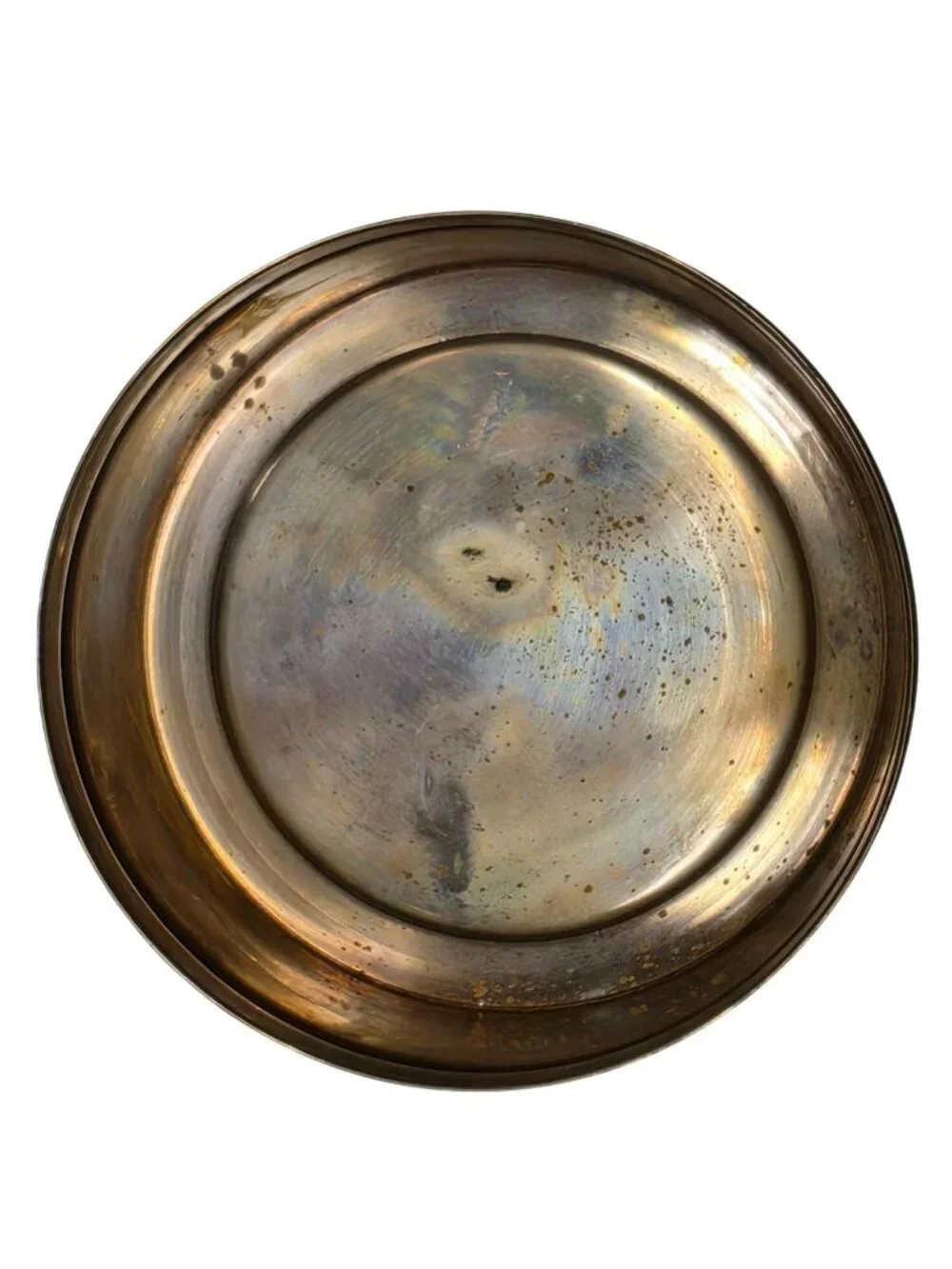 International Silver Co Silverplate Round Trinket Box India Amber Knob